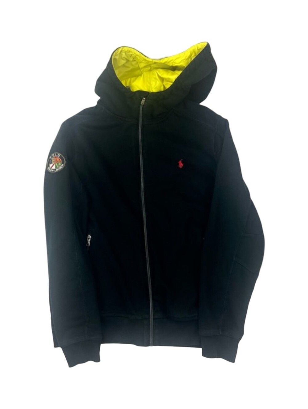 Polo by Ralph Lauren Black Hooded Jacket with Yellow Lining